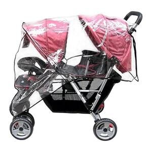 Double Stroller Universal Size Baby Rain Cover/Wind Shield Deal (Black)-NEW-MM